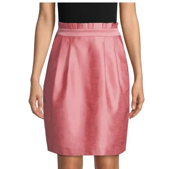 Alice + Olivia Toni Paper-Bag Skirt Satin Pink Women’s 8 Pencil Office Barbie - Picture 1 of 16